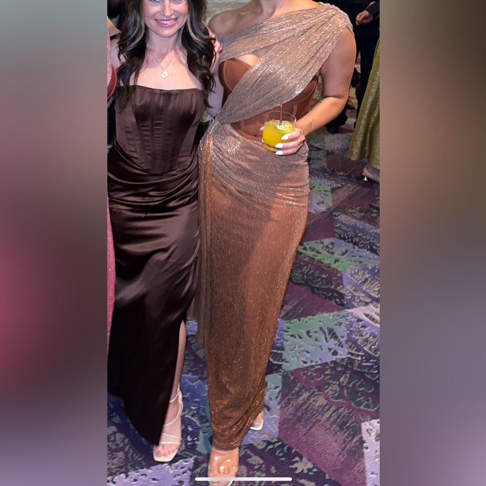 JLUXLABEL gold celestina draped Dress. Size small